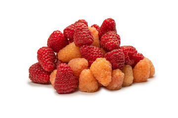 Tasty raspberries isolated on  white background.