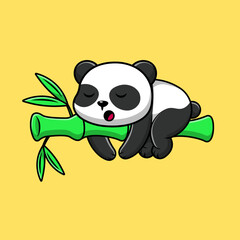 Cute Sleeping Bamboo Cartoon Vector Icons Illustration. Flat Cartoon Concept. Suitable for any creative project.
