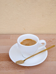 A cup of hot espresso black coffee