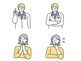 病院の受診(医療、医者、アドバイス、サポート、頭痛、処方箋、若者) Hospital consultation. Medical, doctor, advice, support, headache, prescription, youth.