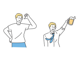 明るい人(飲み会、ビール、陽気な、乾杯、暴飲暴食、打ち上げ、忘年会、イベント、男性)a cheerful person.Drinking parties, beer, cheerful, toast, launch, year-end parties, events, men.