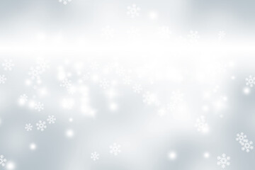 White snowflake blurred on gray defocused background, Luxury christmas shine wallaper.