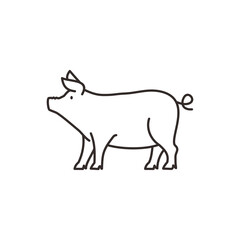 pig icon, piggy silhouette linear design vector illustration