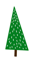 green christmas tree with snow and white background