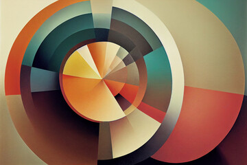 Obraz premium Illustration of colored circles and lines. Abstract dynamic background with design elements. Geometric art.