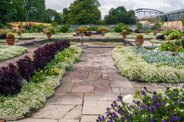 Fantastic central part of Botanical garden of Hanover with flower beds