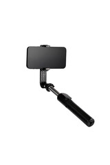 a selfie stick with an isolated phone without a shadow clipping contour, a mobile phone for the convenience of photographing, phone accessories on a white background are isolated