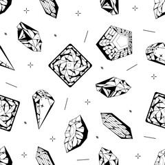 Abstract Doodle Seamless Pattern Jewelry Diamonds Gems Background Decoration Vector Design Style For Prints Textiles, Clothing, Gift Wrap, Wallpaper, Pastel