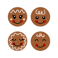 Vector gingerbread faces