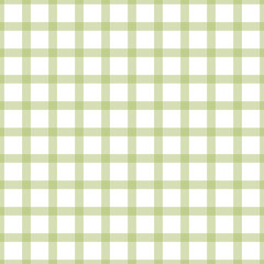 Green and white plaid pattern. Checkered simple vector illustration. Gingham seamless texture for digital, wrapping paper, textile, fabric. Square basic endless tile