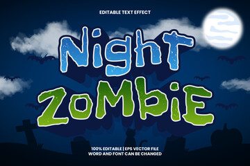 Night Zombie Editable Text effect Cartoon Game Style