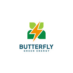 Butterfly Green Energy Logo Vector