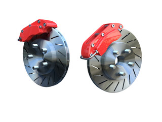 3D illustration of a disk brake on a transparent background