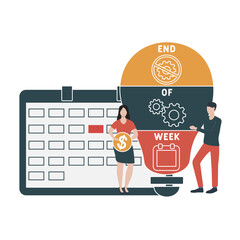 EOW - End Of Week acronym. business concept background. vector illustration concept with keywords and icons. lettering illustration with icons for web banner, flyer, landing pag