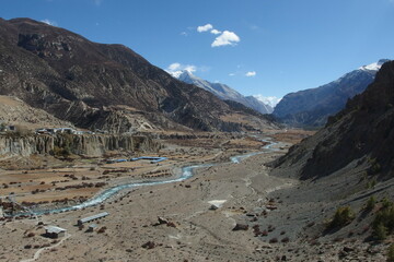 Annapurna Circuit, Himalaya, Nepal, High mountains, lake, Tilicho, trekking, hiking, river, snow Mointains