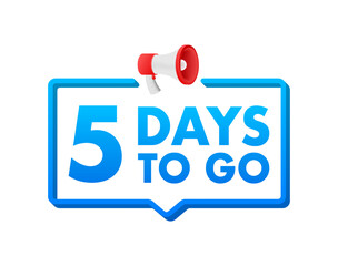 5 Days to go. Countdown timer. Clock icon. Time icon. Count time sale. Vector stock illustration.