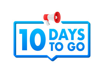 10 Days to go. Countdown timer. Clock icon. Time icon. Count time sale. Vector stock illustration.