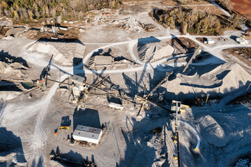 Processing plant for crushed stone and gravel. Mining and quarry mining equipment..Gravel quarry...