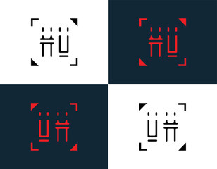 Creative HU, UH letters logo, icon design template vector, end company business logo.