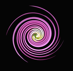 abstraction, purple violet spiral on black background, decor element, color transitions, beautiful background, original texture, colorful print for design, textiles, decoration,