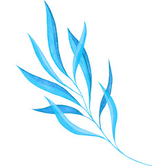 Blue Dainty Watercolor Leaf