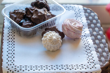 marshmallow sweet postre close up
