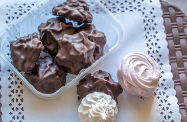 marshmallow sweet postre close up
