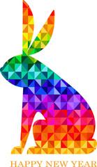 Colorful rabbit, symbol of New Year 2023. 