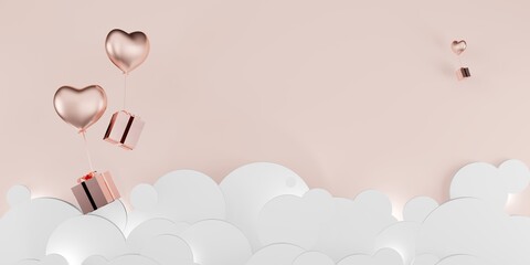 new year and birthday wallpapers gift boxes and balloons floating in the sky cloudy day 3d illustration