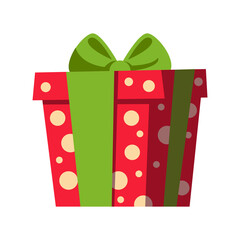 gift in a pink box and a green bow