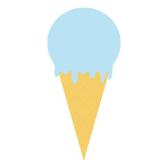 simple flat blue icecream in waffle cone - obrazy, fototapety, plakaty