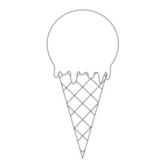 black line icecream in waffle cone