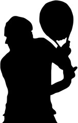 tennis player silhouette design in actions with transparent background