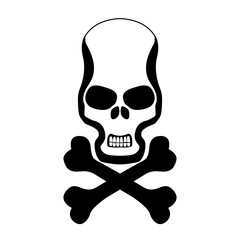 Skull and crossbones on white - vector illustration
