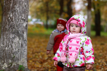 children having fun on a walk in the park
