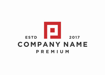letter p square logo design vector illustration template