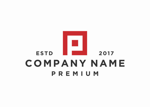letter p square logo design vector illustration template