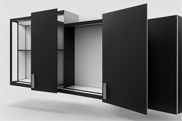 Mock up poster frame on cabinet in interior.3d rendering