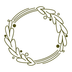 Round frame of hand drawn floral ornament