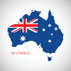 Map and flag of Australia.
Vector illustration.