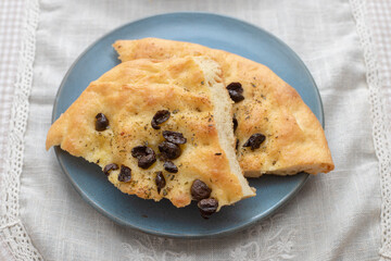 Typical Italian pizza, oregano and olives to mean a concept