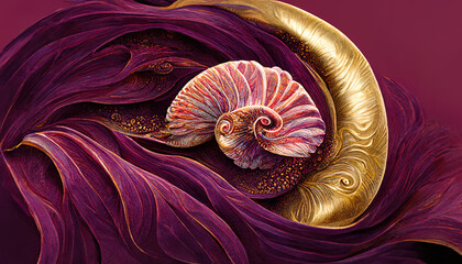 Ancient, beautiful, old nautilus of our fertile imagination. So beautiful for all your projects. Illustration.