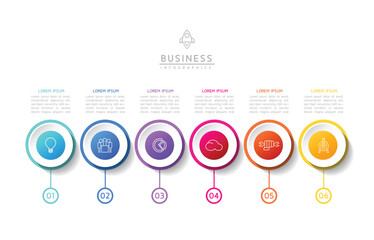 Circular Connection Steps business Infographic Template with 6 Element