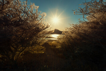 Fototapeta premium sunset over the lake