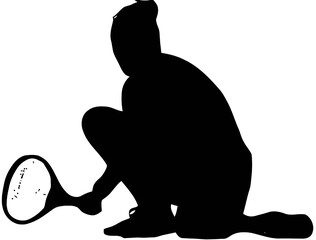 tennis player silhouette design in actions with transparent background