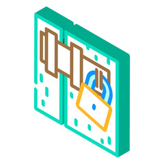 door padlock isometric icon vector. door padlock sign. isolated symbol illustration