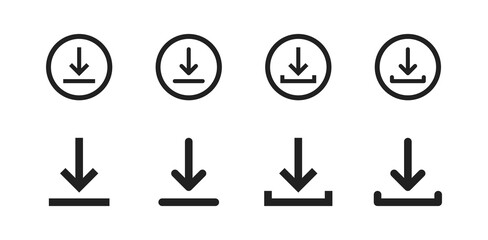Download file icon set with arrow. Install symbol. Vector EPS 10