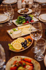 Beautiful table setting. Reserved table in the restaurant.