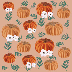 seamless pattern with pumpkins