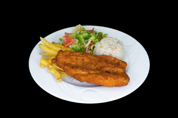 Chicken Schnitzel in a white plate